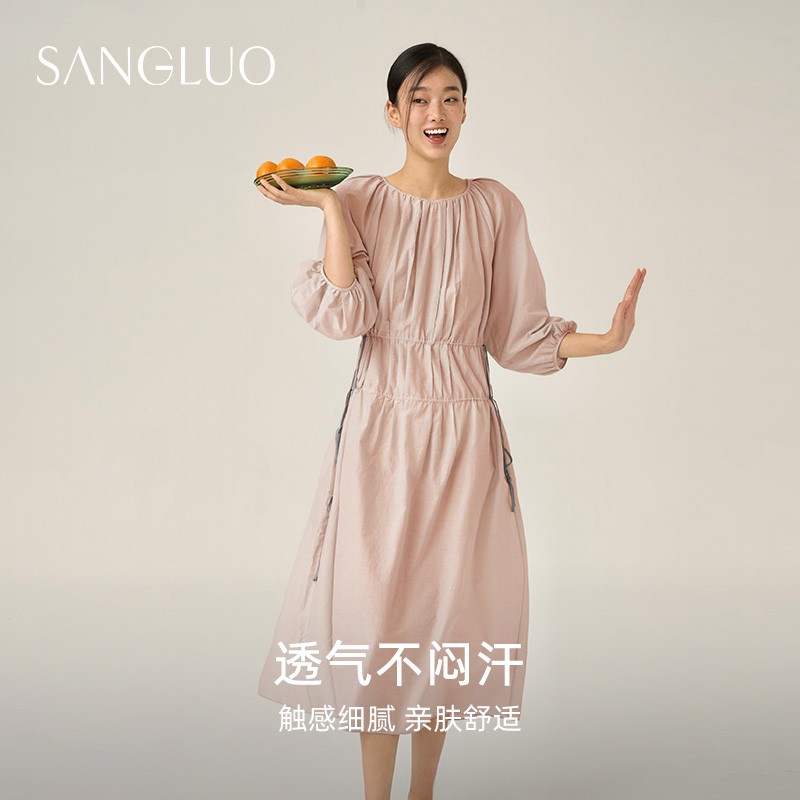 SANGLUO桑蚕丝丝棉睡裙复古宫廷风洛可可长裙透气零敏睡衣家居服