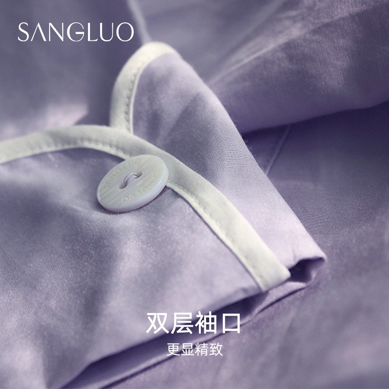 SANGLUO柔软零敏天然桑蚕丝丝棉睡衣三件套装可外穿可宅家家居服 - 图3