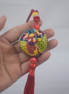 家居装饰品客厅鱼挂件陶瓷工艺品石湾公仔壁挂车挂包包挂送礼鲤鱼