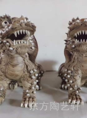 陶瓷风水摆件石湾公仔麒麟工艺品