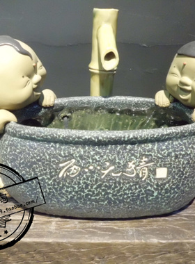 陶瓷石湾公仔两小无猜客厅加湿器