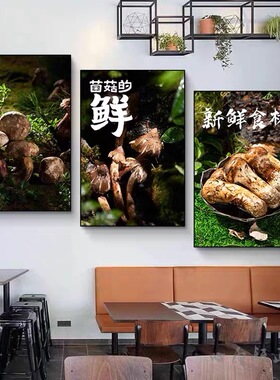 菌菇装饰画云南野生菌子蘑菇松茸菌类火锅店挂画餐厅饭店美食壁画