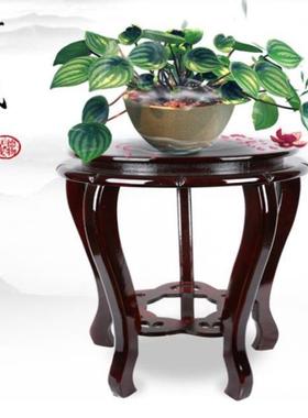 增高圆形花盆底座鱼缸花瓶酒罐香炉奇石佛像木质托盘架工艺品摆件