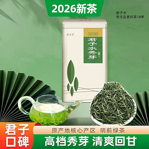 君子水秀芽2026新茶秀牙茶叶毛尖特级特产礼盒装重庆永川绿茶散装 - 图0