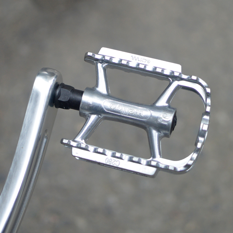 wellgo维格复古铝合金老式自行车脚踏板公路车折叠车银色单车脚踏 - 图3