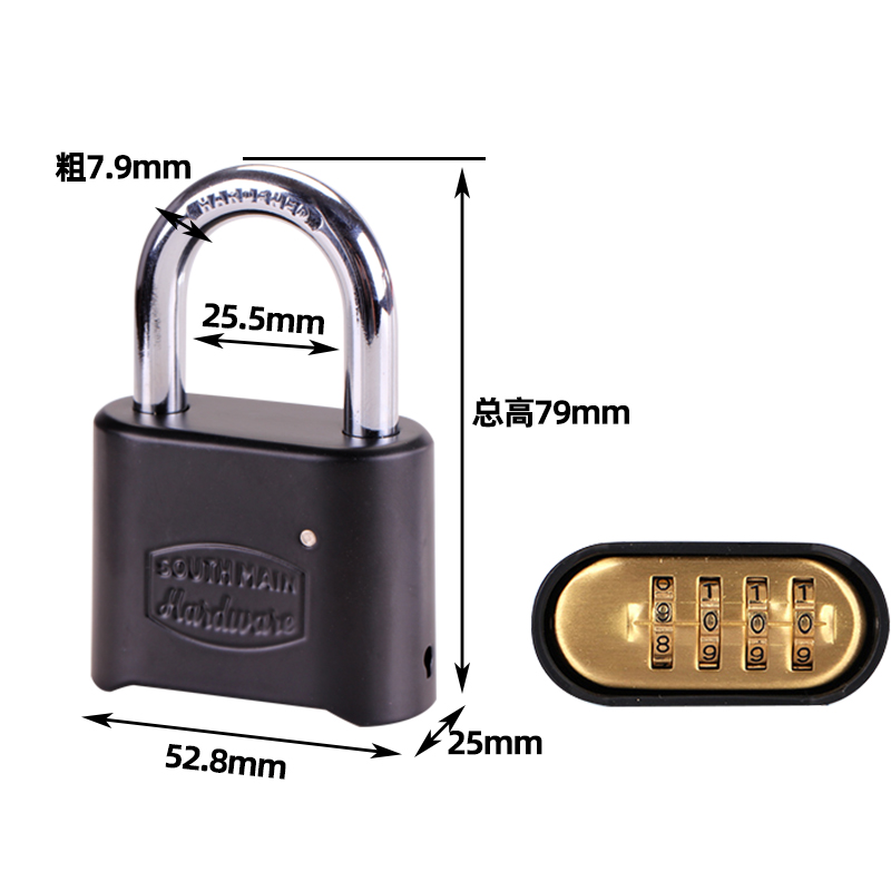 加宽型实心黄铜3/4位密码挂锁箱包健身房更衣柜子宿舍抽屉密码锁 - 图2