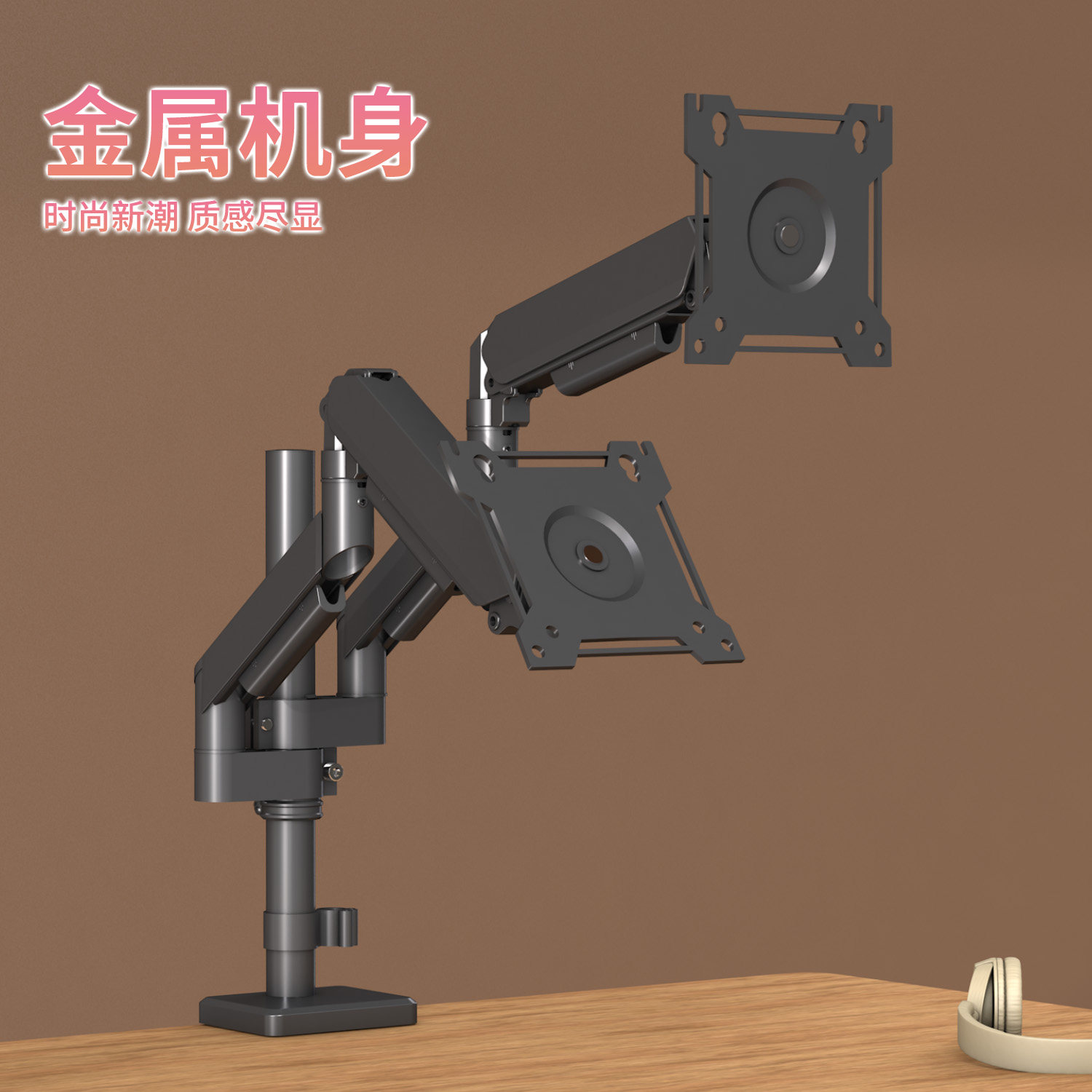 上下双屏显示器支架横竖屏360度旋转电脑增高底座适用于AOC27英寸 - 图3