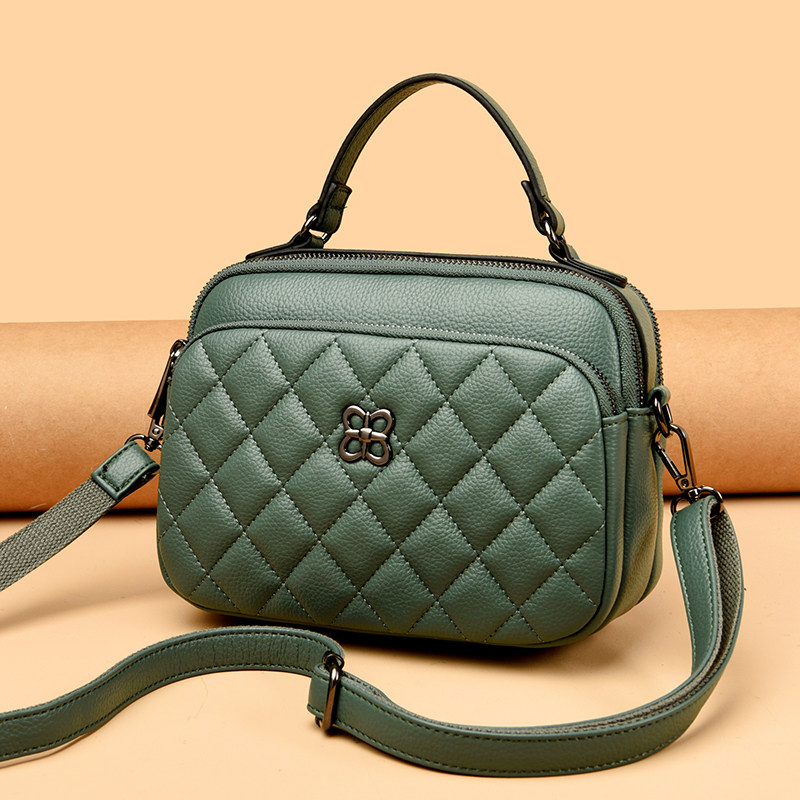 商场同款女士品牌斜跨单肩手提牛皮小方包2025青年菱格绣线软皮包,淘宝优惠券,粉丝福利购,淘宝优惠卷