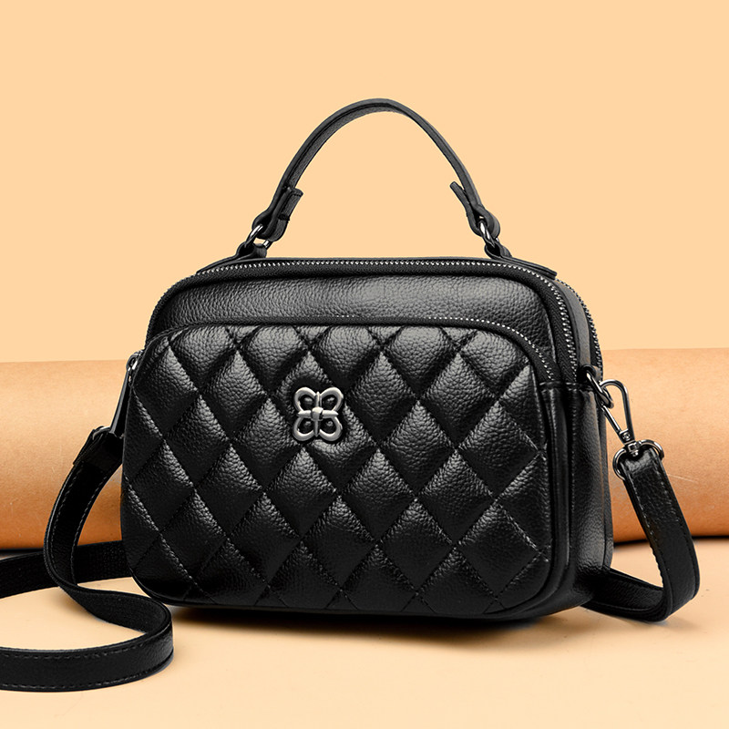商场同款女士品牌斜跨单肩手提牛皮小方包2025青年菱格绣线软皮包,淘宝优惠券,粉丝福利购,淘宝优惠卷