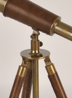 欧美古典奢华纯黄铜复古天文望远镜摆件新房书房书柜办公室工艺品