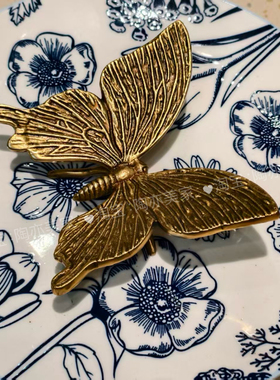 印度进口黄铜复古创意个性蝴蝶摆件北欧美式轻奢桌面摆设创意纸镇