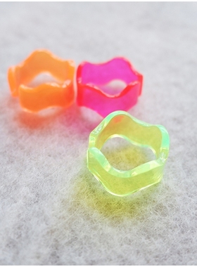 荧光色树脂戒指不规则几何蹦迪