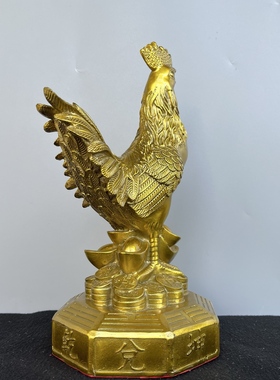 纯铜鸡摆件招财公鸡元宝八卦鸡金鸡工艺品客厅办公室卧室床头摆设