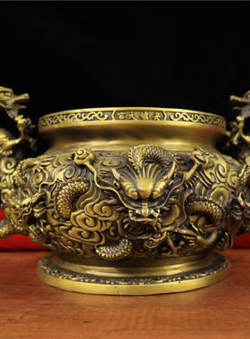 铜香炉摆件九龙家用供佛室内