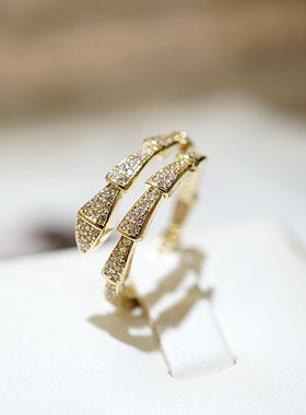 港派大气蛇头指环开口微钻女韩潮