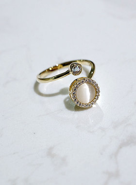 转动猫眼石戒指设计网ins可调