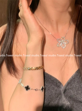 Toasd studio 莫桑钻太阳花项链女18K白金五大花朵轻奢小众锁骨链