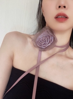 原创手工自制复古玫瑰花choker