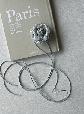 小香风choker颈链项链女高级氛围感锁骨链轻奢气质山茶花腰带绑带