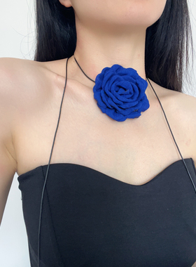 绝美蓝色～花朵项链高级氛围感花朵配饰腰带手腕花晚宴风配饰
