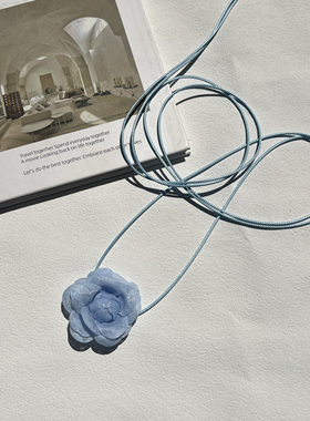 天蓝色花朵项链choker蕾丝花锁骨链腰带手腕花配饰小众原创设计