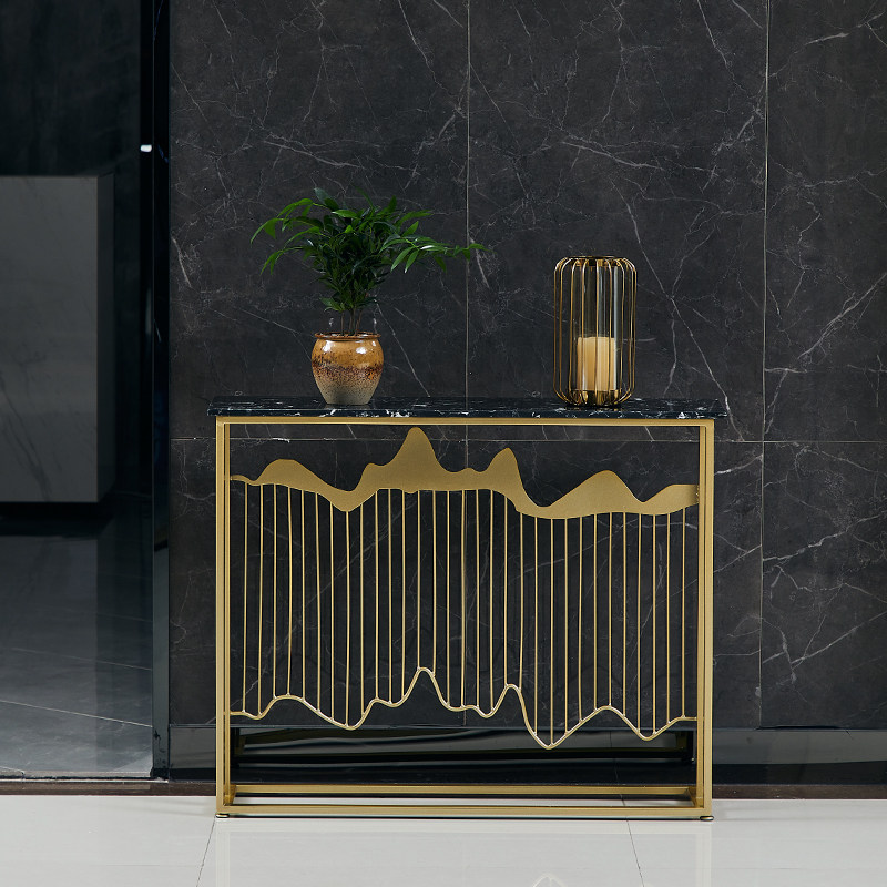 酒店门厅大理石条案窄桌新中式端景台现代轻奢玄关台玄关桌子靠墙