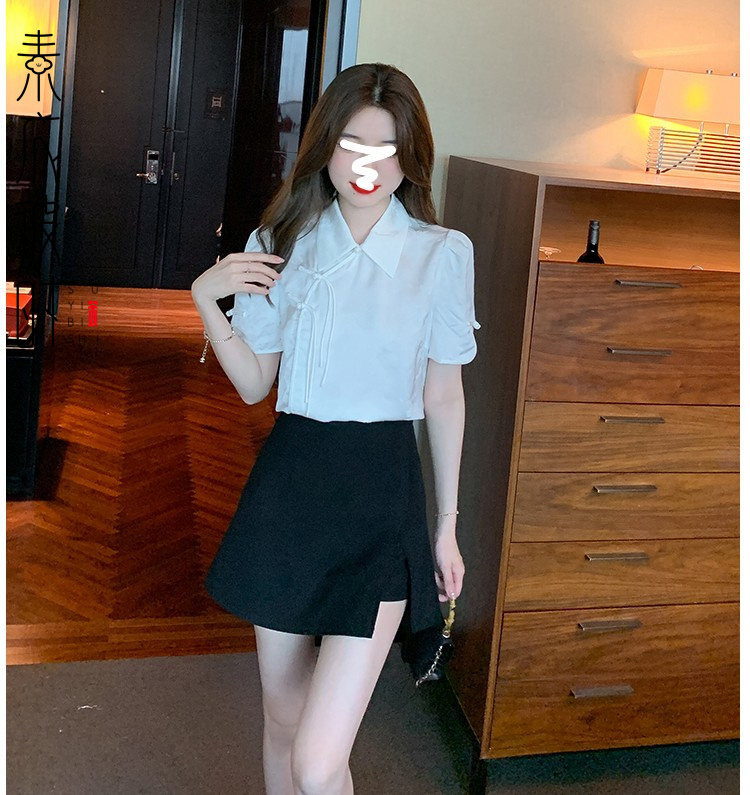 素衣彼时2394夏季女新中式短袖衬衫服装纸样高级别致小衫裁剪样板 - 图0