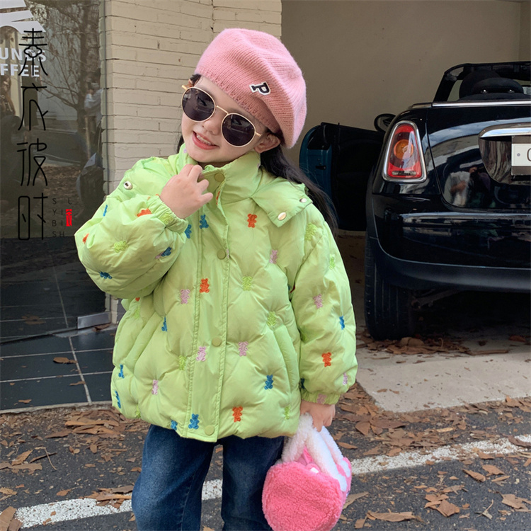 素衣彼时2214女童羽绒服1:1服装裁剪图短款连帽外套手工diy纸样板 - 图0