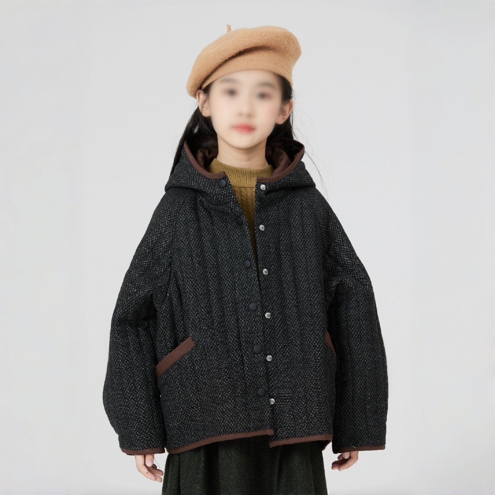 素衣彼时3687秋冬亲子棉服纸样洋气复古保暖连帽夹棉休闲外套样板,淘宝优惠券,粉丝福利购,淘宝优惠卷