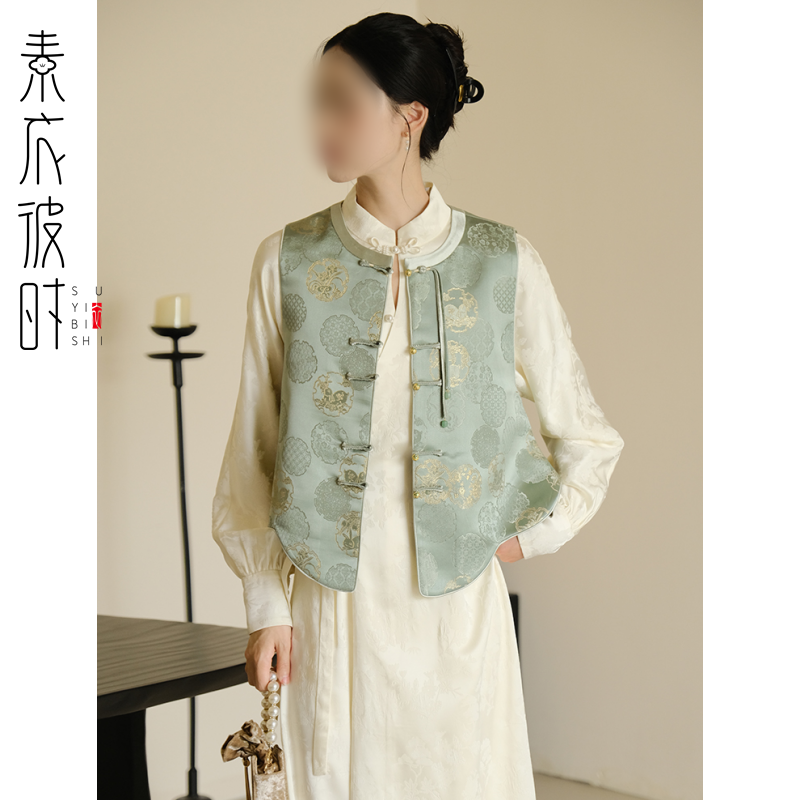 素衣彼时2850春秋女士中国风禅意盘扣上衣服装纸样新中式马甲样板 - 图3