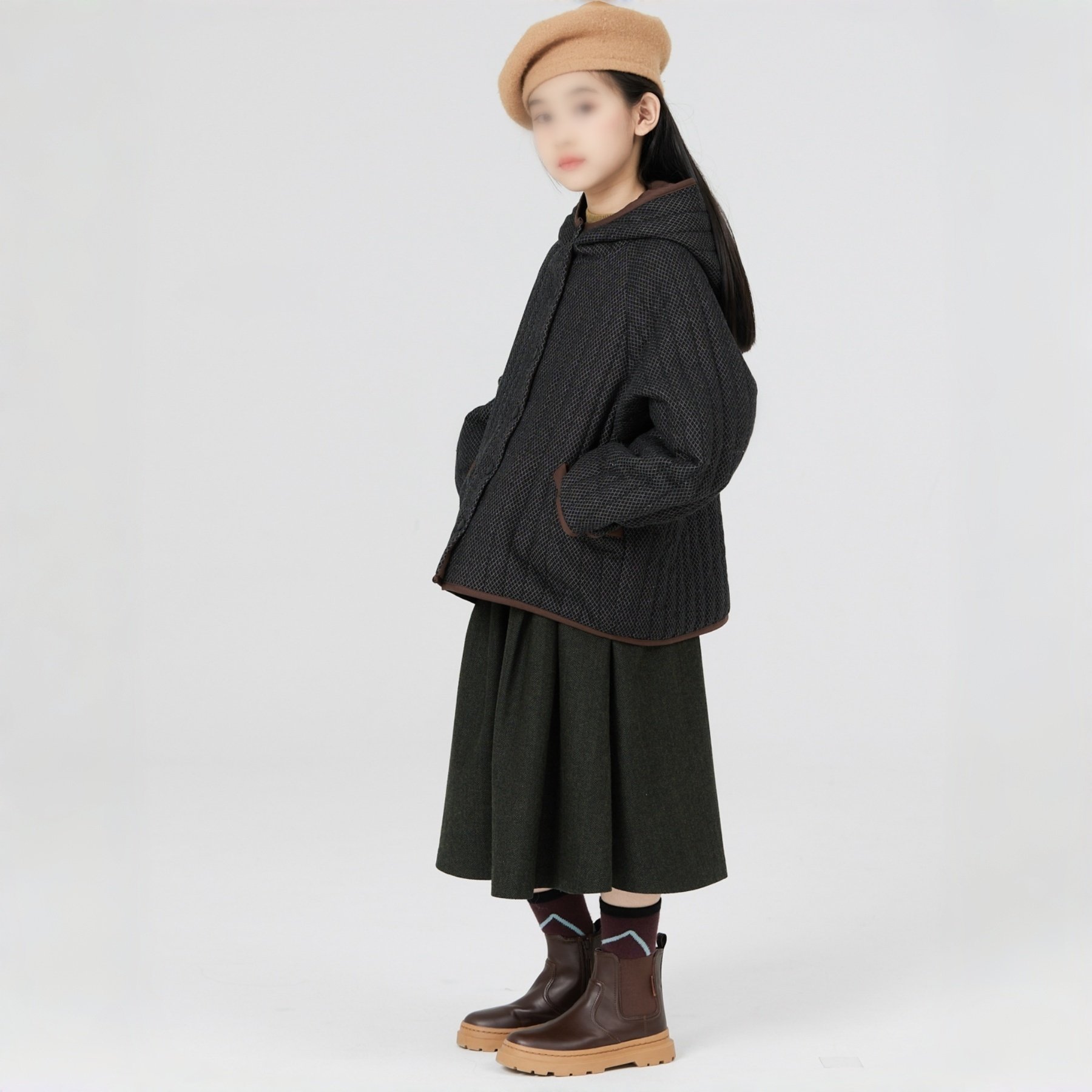 素衣彼时3687秋冬亲子棉服纸样洋气复古保暖连帽夹棉休闲外套样板,淘宝优惠券,粉丝福利购,淘宝优惠卷