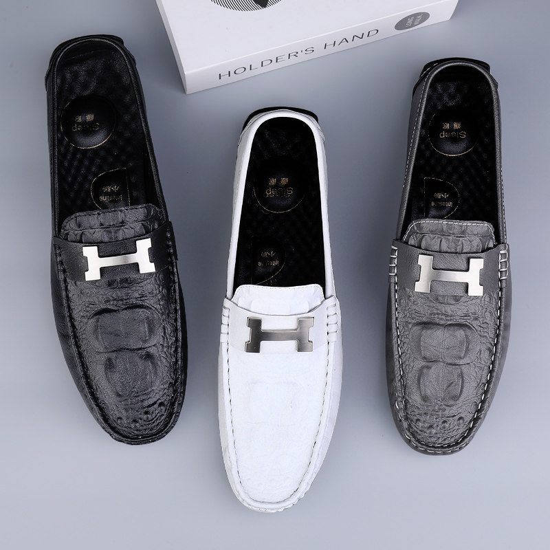 休闲皮鞋男鞋春秋季2025款透气真皮一脚蹬鞋子男豆豆鞋驾车懒人鞋,淘宝优惠券,粉丝福利购,淘宝优惠卷