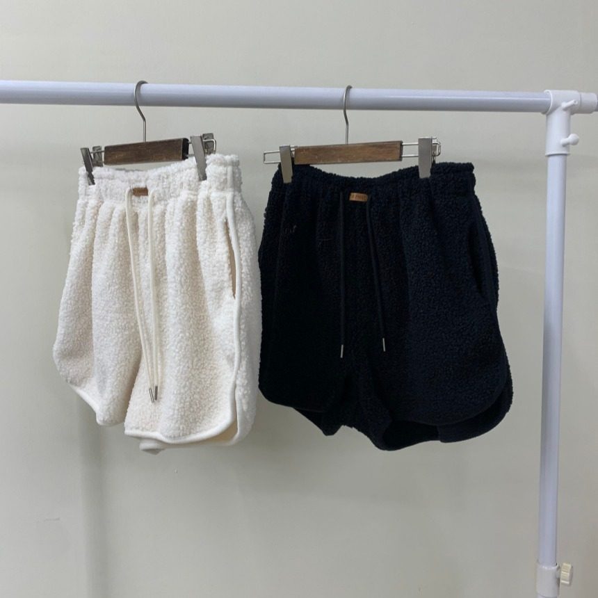 韩国东大门百搭高腰抽绳外穿靴裤冬季软糯羊羔毛绒A字休闲短裤女,淘宝优惠券,粉丝福利购,淘宝优惠卷