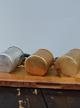 西洋古董VINTAGE意大利古董咖啡壶茶壶摩卡壶铜制铝手工壶12cm