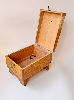 Vintage中古老木头擦鞋架金属弹扣品相好可收纳复古老物件收藏