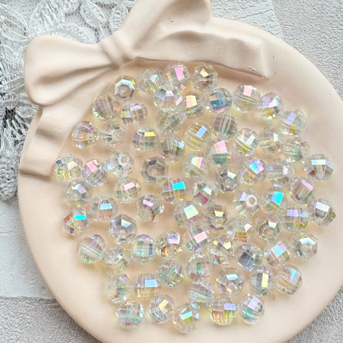 8mm高亮镀彩切面西瓜珠手链项链水晶玻璃串珠散珠手工DIY装饰配件 - 图2