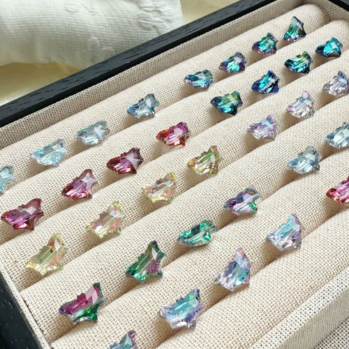 12mm蝙蝠水晶玻璃珠高品质镀银底手工DIY服饰配件手串项链串珠新 - 图1