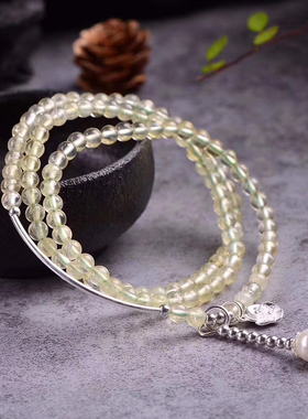 多圈手串配饰贝珠天然葡萄石