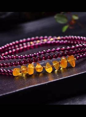 天然多圈蜜蜡碎石念珠手串