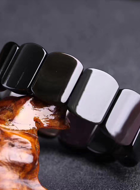 天然黑曜石手镯 天然黑曜石手牌 天然黑曜石手排手链