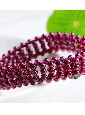 天然酒红石榴石编织百搭饰品手链