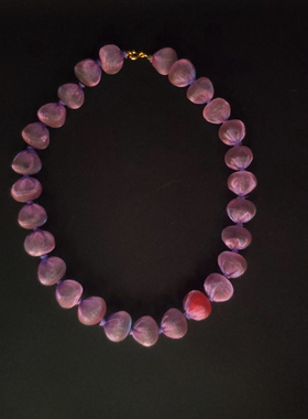 日系首饰系列欧根纱手作泡泡花饰品 可爱超仙紫芙项链雅致轻盈