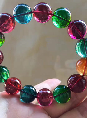 巴西老矿纯天然玻璃体碧玺手链