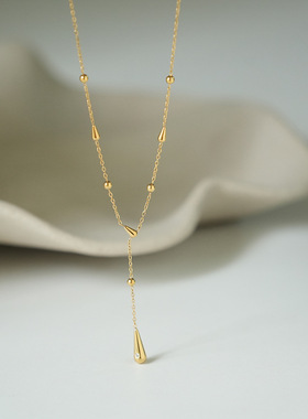 高级感~轻奢优雅时尚通勤水滴几何不怕水钛钢项链