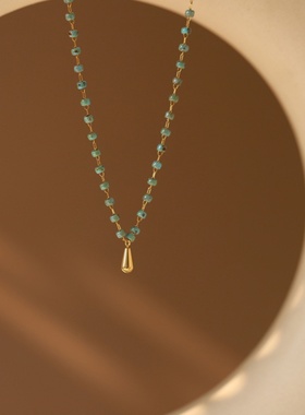 小众米珠水滴吊坠项链锁骨链