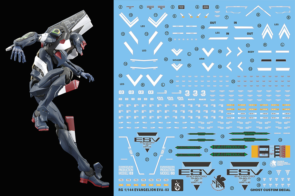 炎水贴 GHOST RG EVA MK 3号机 破 第九使徒 福音战士 荧光 水贴 - 图0