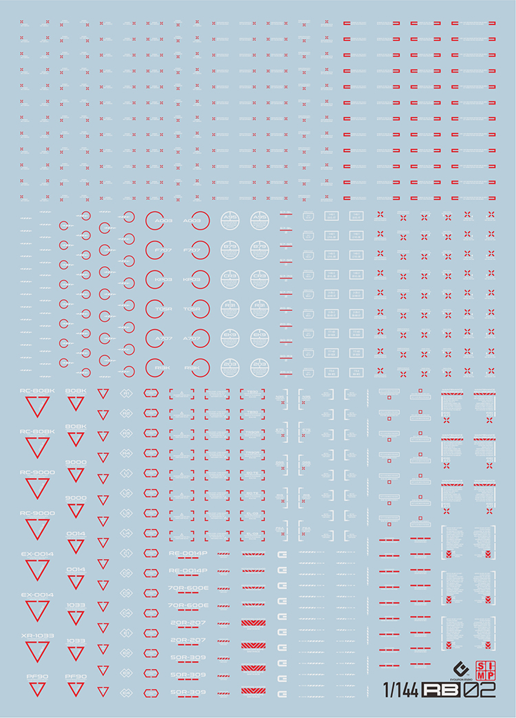 包邮 EVO RB02 1/144 高达模型军事 通用警告 标示 HIQ 荧光 水贴 - 图1