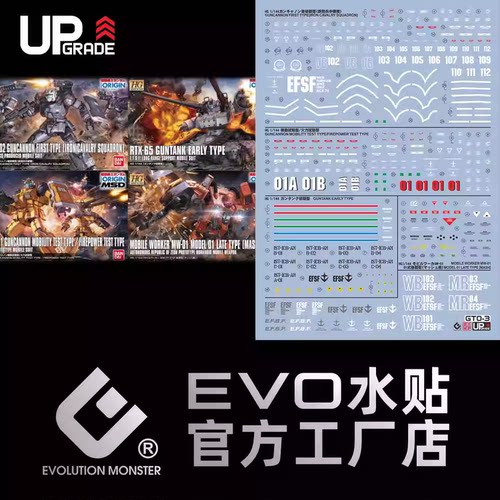 包邮 EVO HG GTO 高达起源 扎古 大魔 THE ORIGIN 高清 荧光 水贴 - 图1