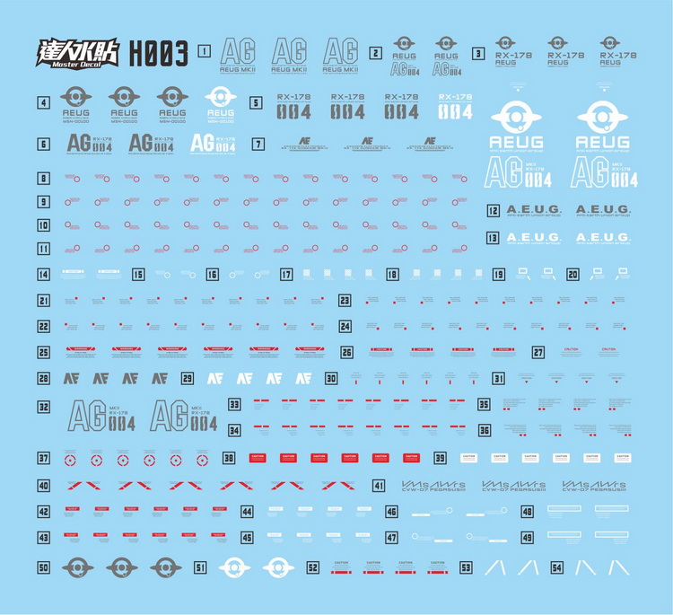 包邮达人 MASTER HG MKII MK2白兔 1/144高强度精密水贴H003-图1