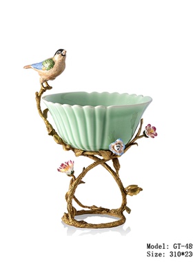 欧式新古典小鸟果盘摆件